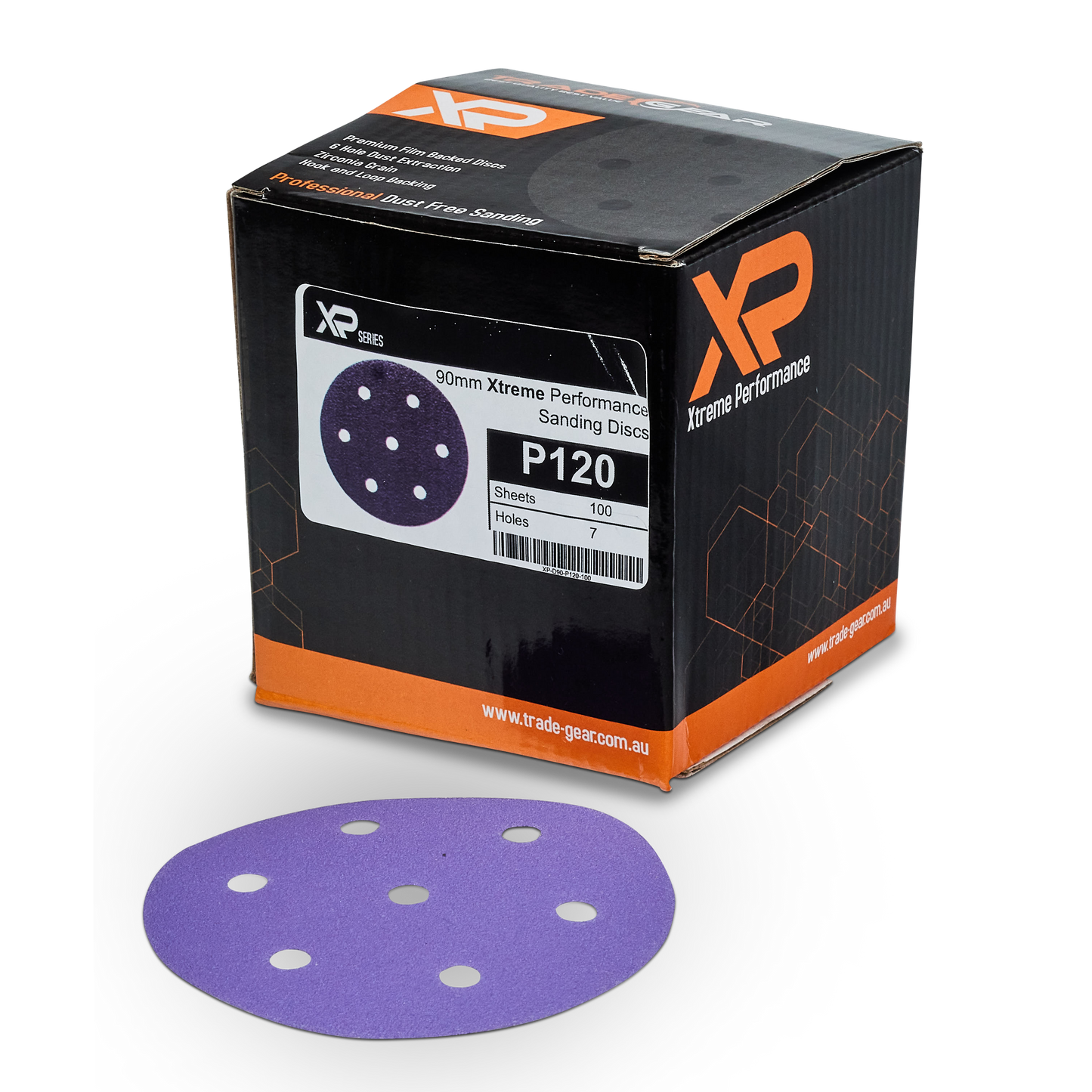 TRADEgear XP 90mm Purple 7-hole Abrasive Disc - 50 PACK - TradeGear