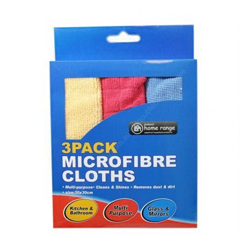 DURMAZ Microfibre Cleaning Cloth 3 Pack. Multipurpose use for kitchen, bathroom, glass & mirrors.