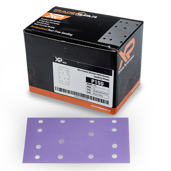 TRADEgear XP 80mm x 133mm Purple 14-hole Abrasive Sheet - 50 PACK - TradeGear