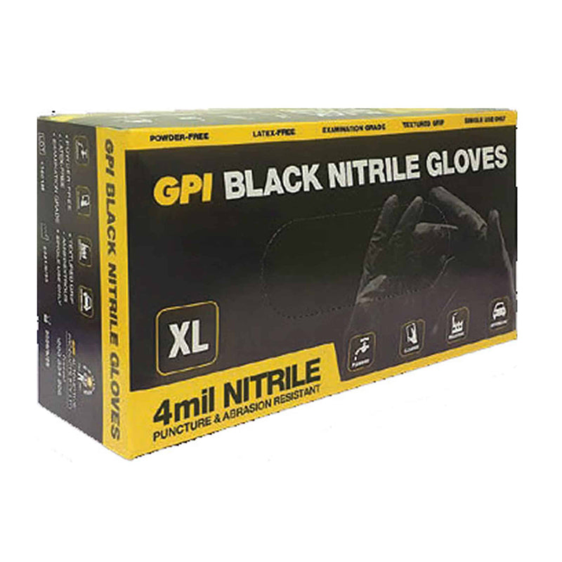 GPI Black Nitrile Gloves - 4mm - TradeGear