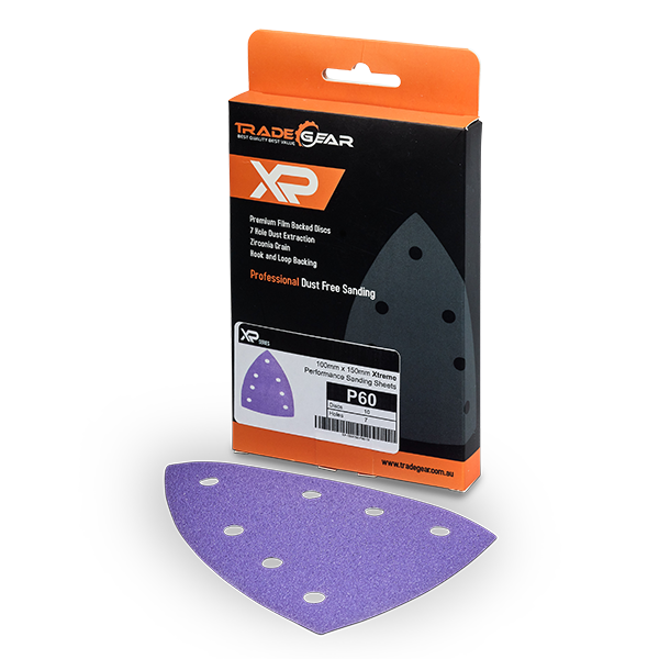 TRADEgear XP 100mm x 150mm Delta Purple 7-hole Abrasive Sheet - 100 PACK - TradeGear