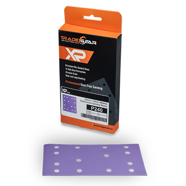 TRADEgear XP 80mm x 133mm Purple 14-hole Abrasive Sheet - 10 PACK - TradeGear