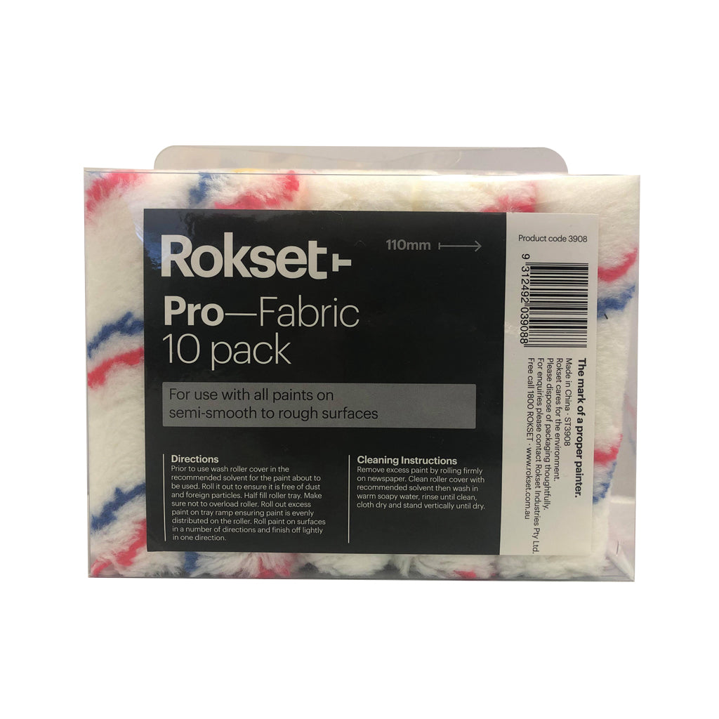 ROKSET 110mm Pro Fabric Mini Rollers - 10 pack