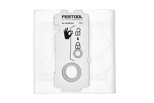 FESTOOL Selfclean Filter Bags for CT 15/MINI/MIDI-2 - 5 Pack - TradeGear