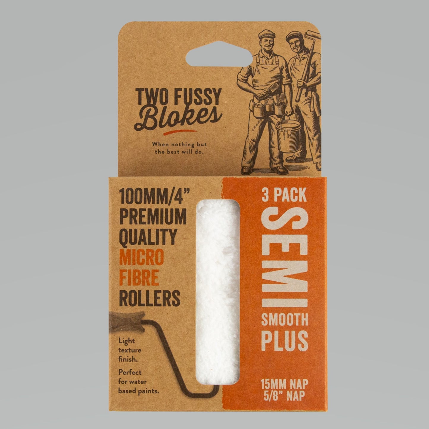 TWO FUSSY BLOKES 100mm Microfibre Mini Roller 15mm Nap - TradeGear