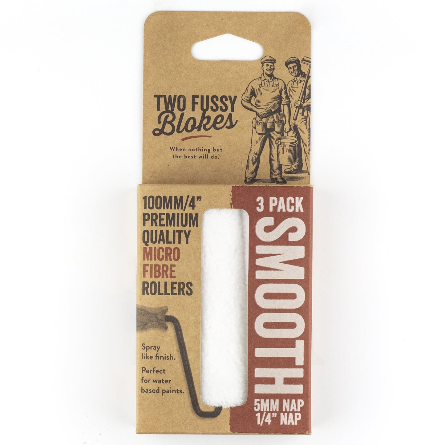 TWO FUSSY BLOKES 100mm Microfibre Mini Roller 5mm Nap - TradeGear