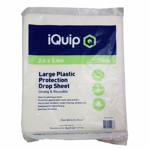 iQuip Transparent Plastic Drop Sheet - 3.6m x 2.6m - TradeGear