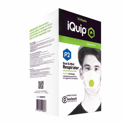 iQuip P2 Dust and Mist Mask with Valve - 10 pack