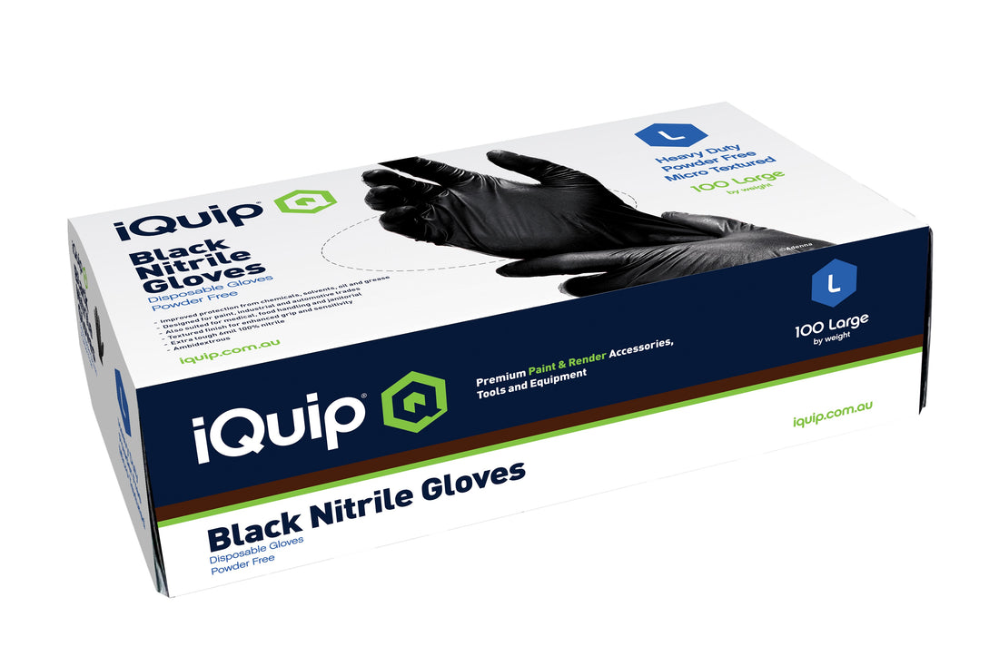 Iquip Textured Black Nitrile Gloves