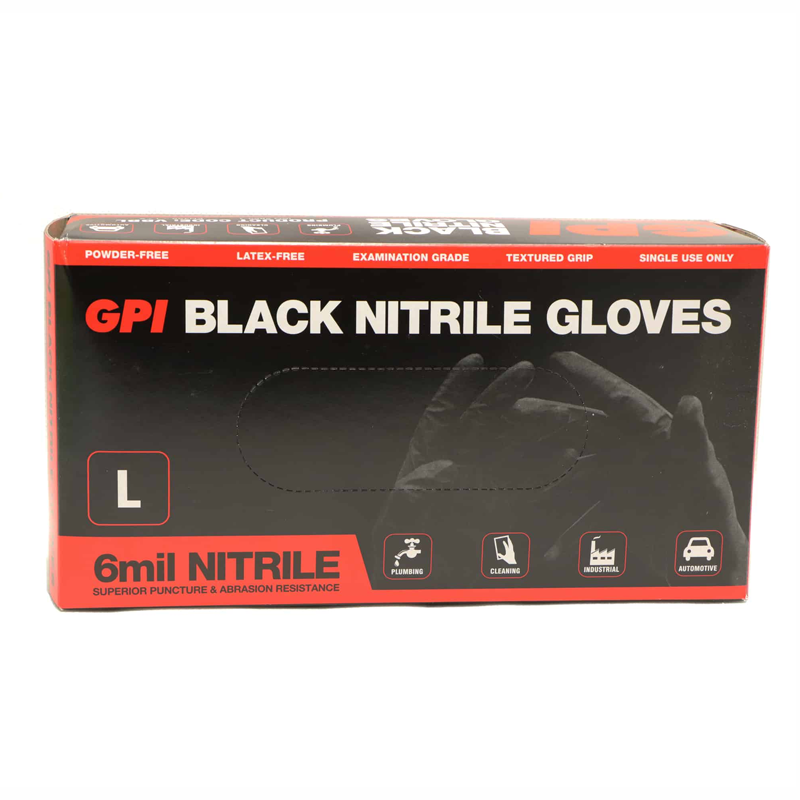 GPI Black Nitrile Gloves - 6mm