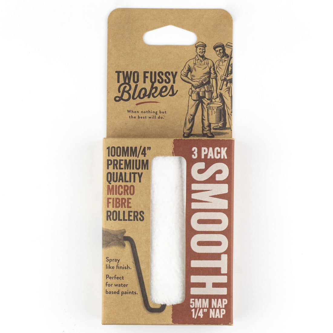 TWO FUSSY BLOKES 100mm Microfibre Mini Roller 5mm Nap - TradeGear