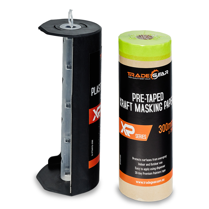 TRADEgear XPT Pre-Taped Kraft Masking Paper in Dispenser - TradeGear